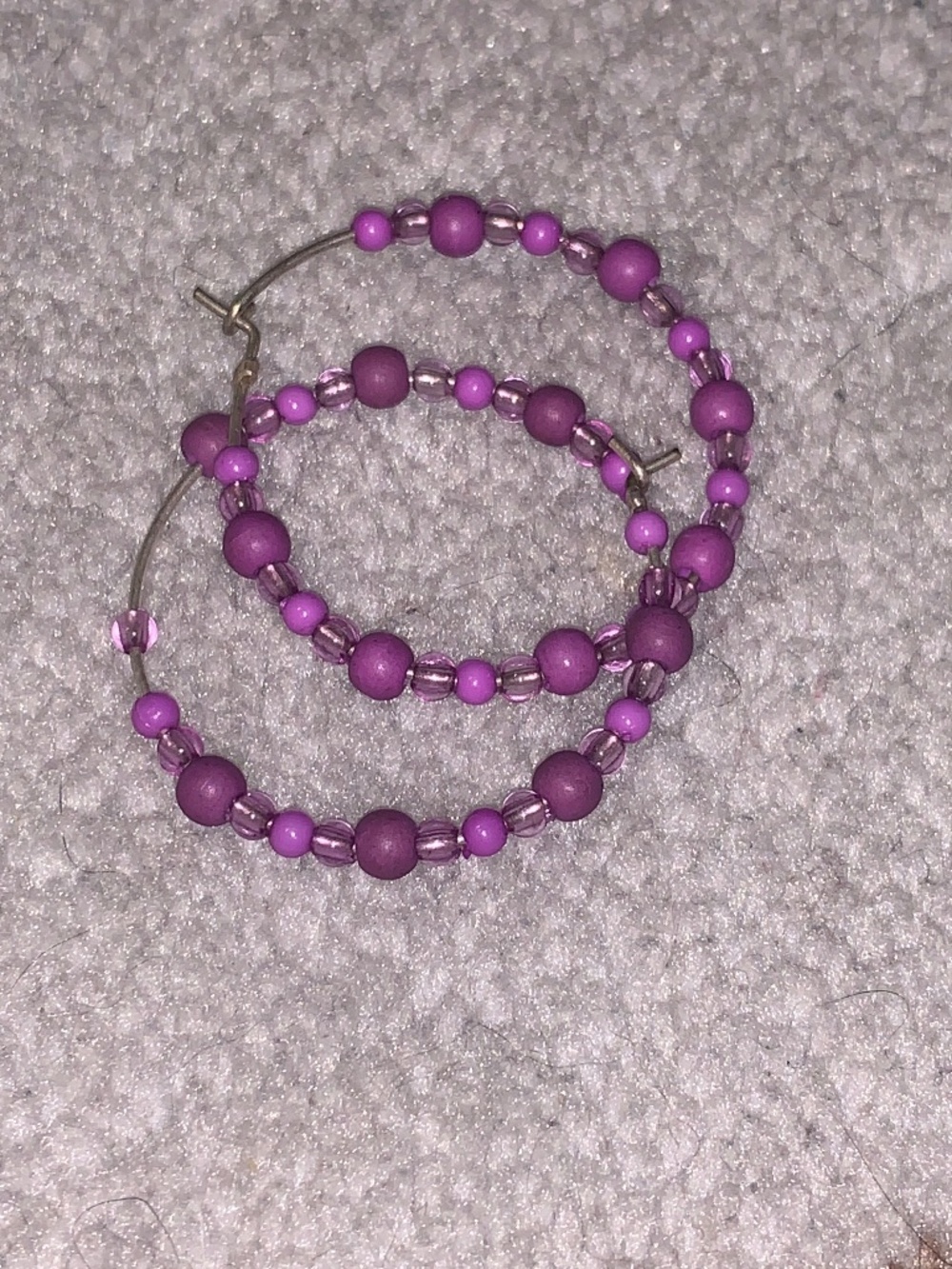 Purple Beaded Hoop Earrings for Women